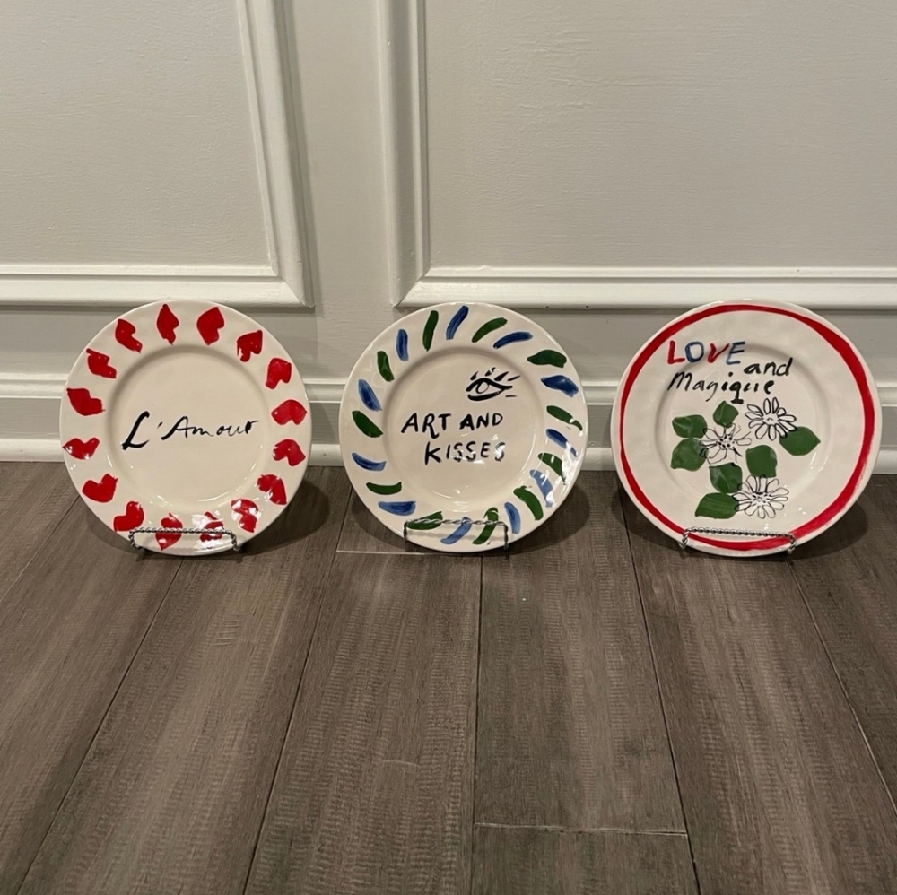 Anthropologie Set of 3 Dessert Plates Colab with Hotel Magique